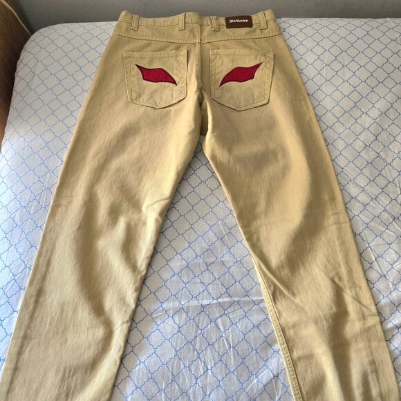 Men's Designer BeAPanther "Red Eye" Jeans 31x32 Beige Colorway NEW - Picture 3 of 11